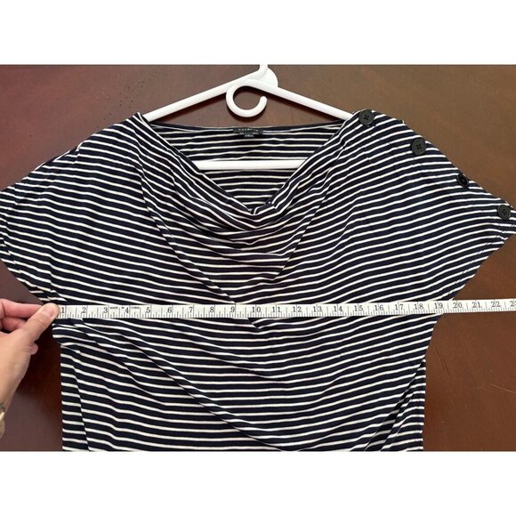 Talbots Nautical Striped Top with Button Shoulder Detail Navy & White Size Small - Picture 9 of 10
